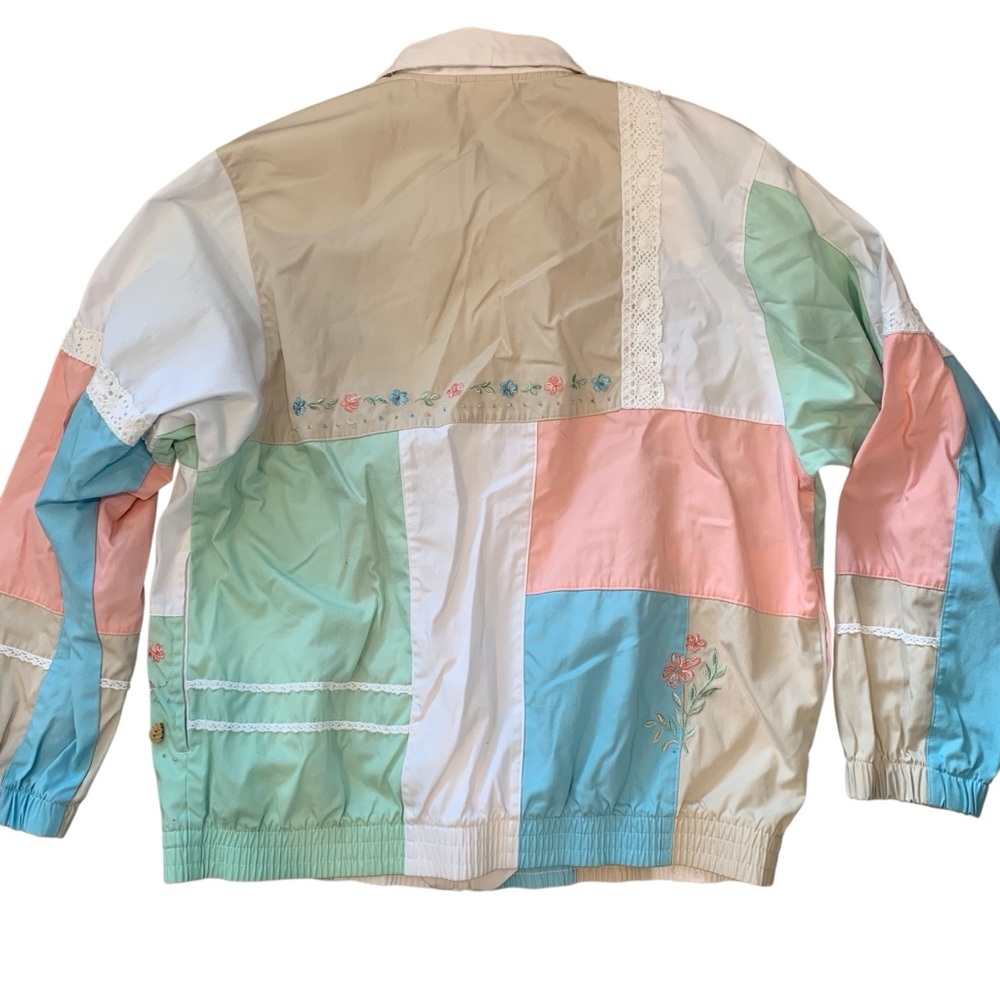Vintage Colorful Patchwork Jacket Medium Wind Breaker - Picture 6 of 9